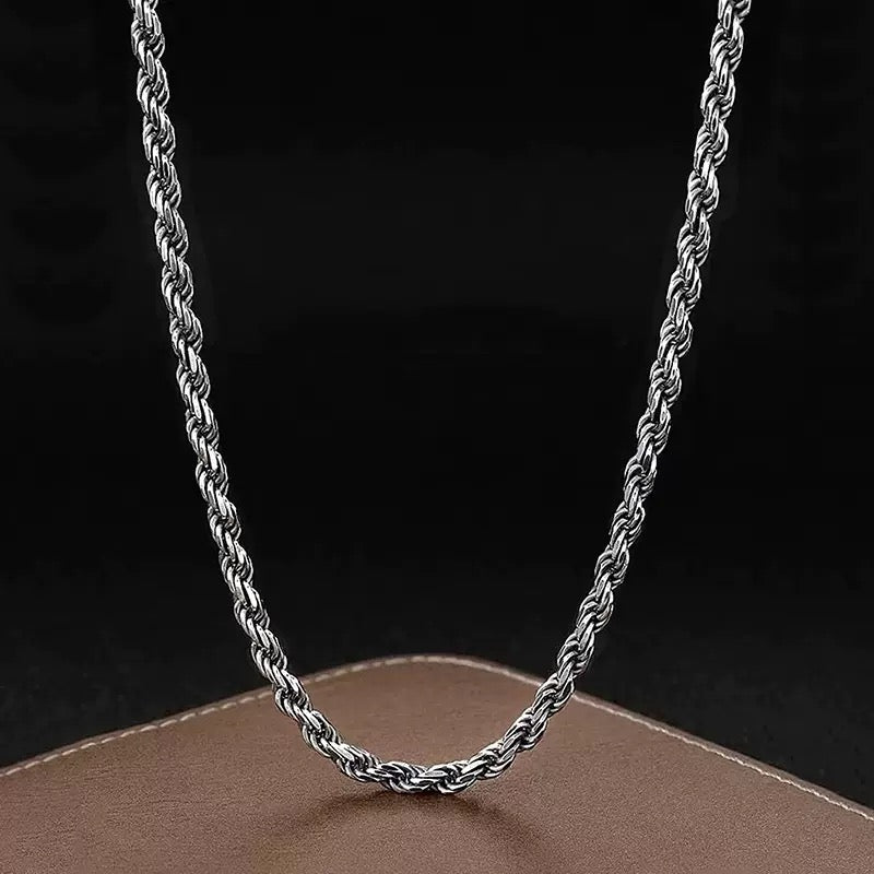 Braided look silver chain