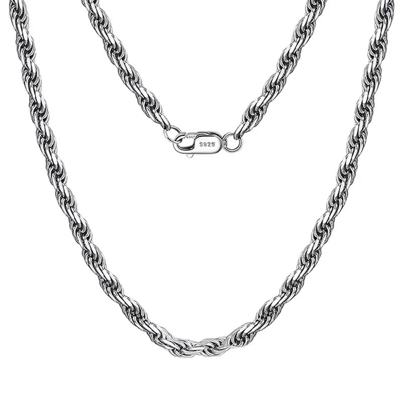 Braided look silver chain