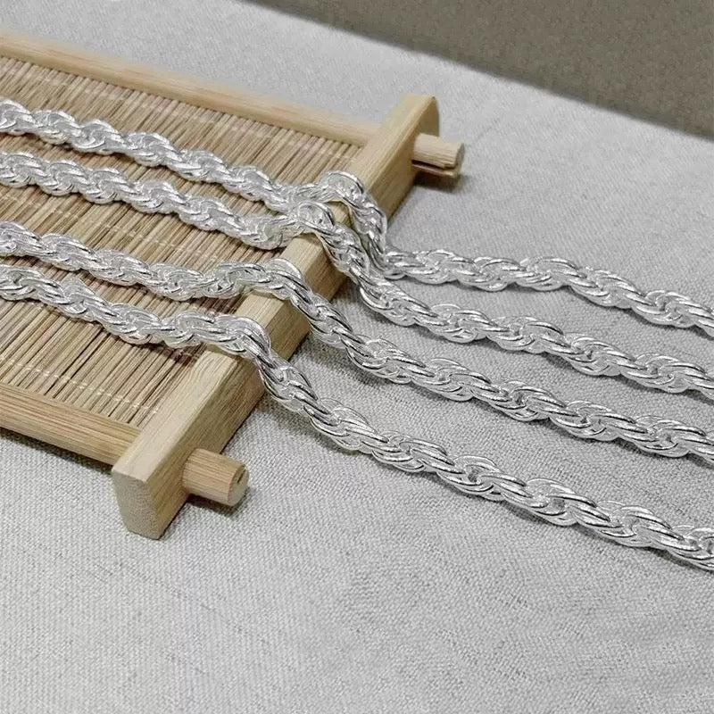 Braided look silver chain