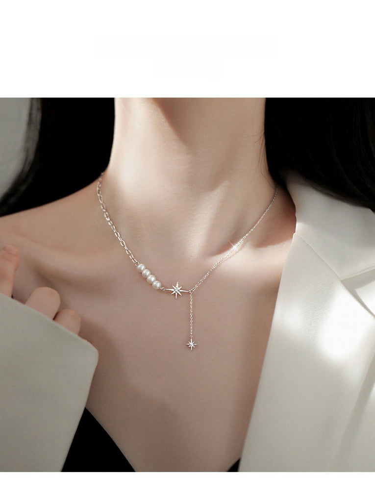 Octagram star ＆ pearl necklace